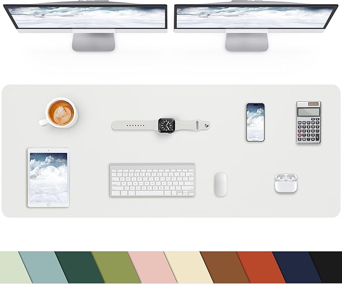 Leather Desk Pad Protector, Large Desk Mat, Mouse Pad, Non-Slip PU Leather Desk by cebowa