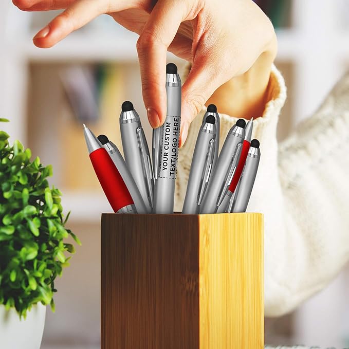 DISCOUNT PROMOS Custom Stylus Ballpoint Pens Set of 10, Personalized Bulk Pack - Image 7