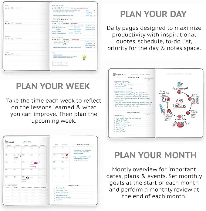 Wyze Planner Undated Daily Planner – 1-Year B5 Productivity Organizer - Image 4