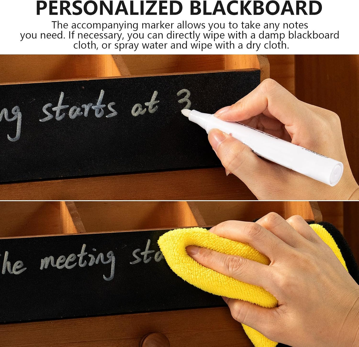 Wooden desk organizers and accessories with Writable Chalkboard Mail Holder