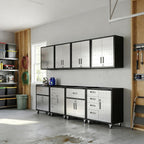 garage cabinet system | heavy duty steel all-in-one, front angle view