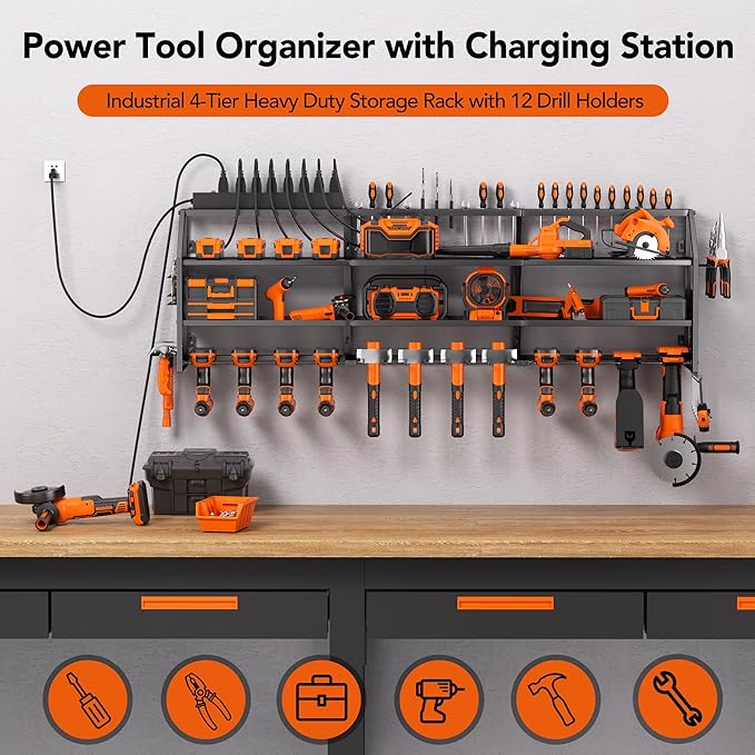YFFSRJDJ Extra Large Power Tool Organizer Wall Mount - Image 4