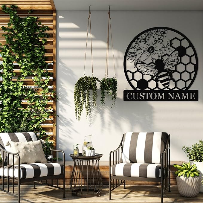 Dyoart Custom Honey Bee Metal Sign | Personalized Metal Bee Wall Art | Custom - Image 2