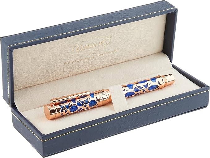 Conklin Endura Deco Crest Fountain Pen in Blue, Broad Nib, Premium Writing - Image 5