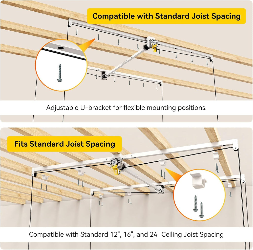 fero overhead garage storage rack 4x8, 500 lb, package contents