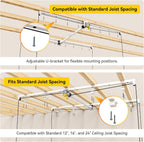 fero overhead garage storage rack 4x8, 500 lb, package contents