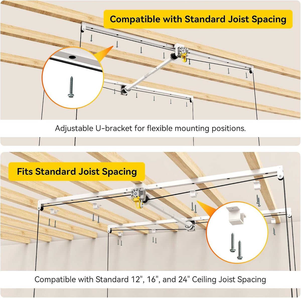 fero overhead garage storage rack 4x8, 500 lb, package contents