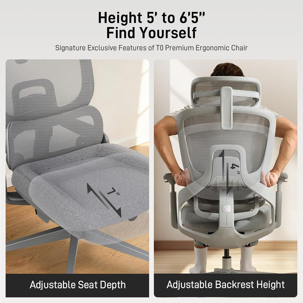 flow360 ergonomic mesh office chair with footrest, big&tall, view 9