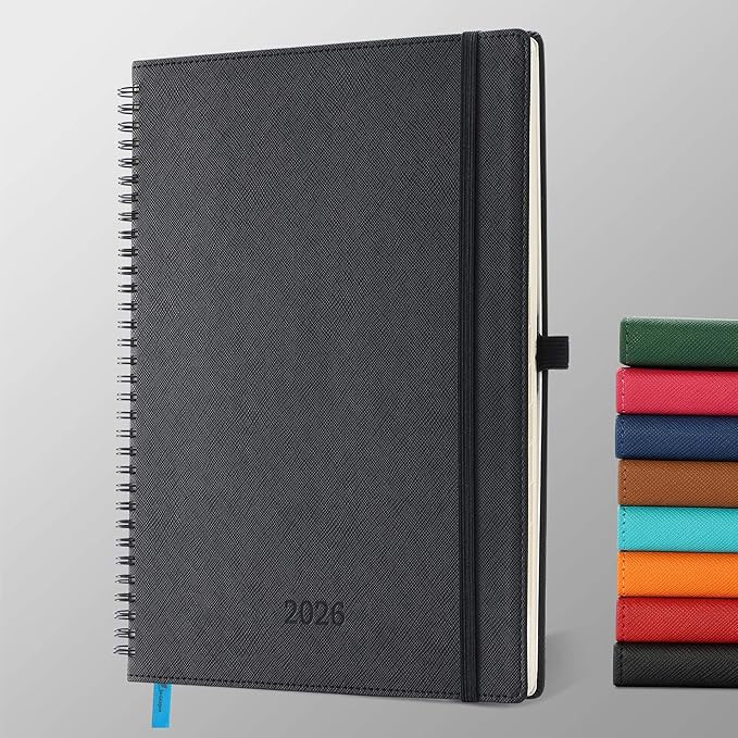 IN-LUXPRO Planner 2026 Daily Weekly and Monthly, 11.5"x8.5", 12 Months Spiral by IN-LUXPRO