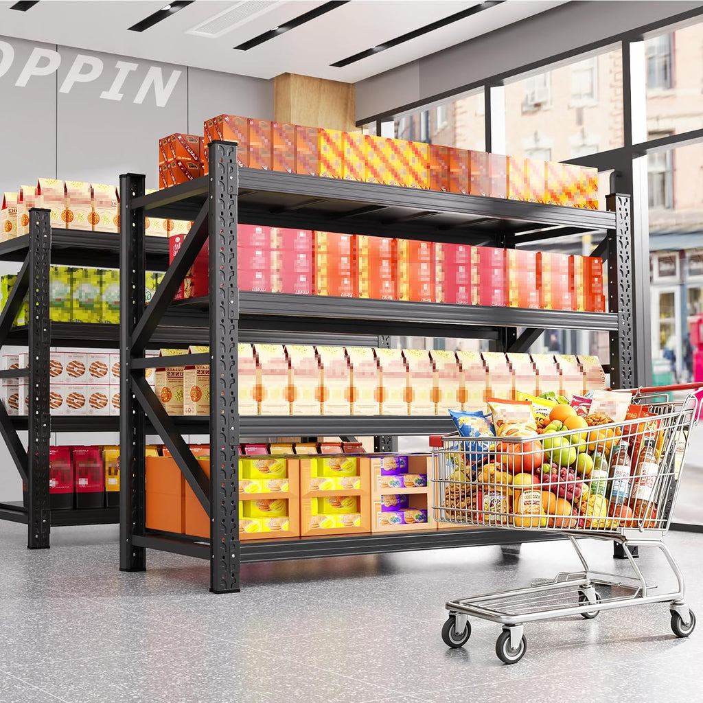 59" w metal storage shelves,3 tier adjustable heavy, front angle view