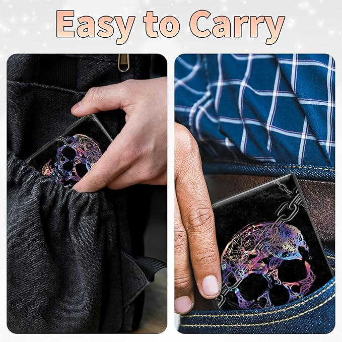 BWEGRHE Slim Credit Card Holder, Shackle Skull RFID Blocking Metal Wallet - Image 7