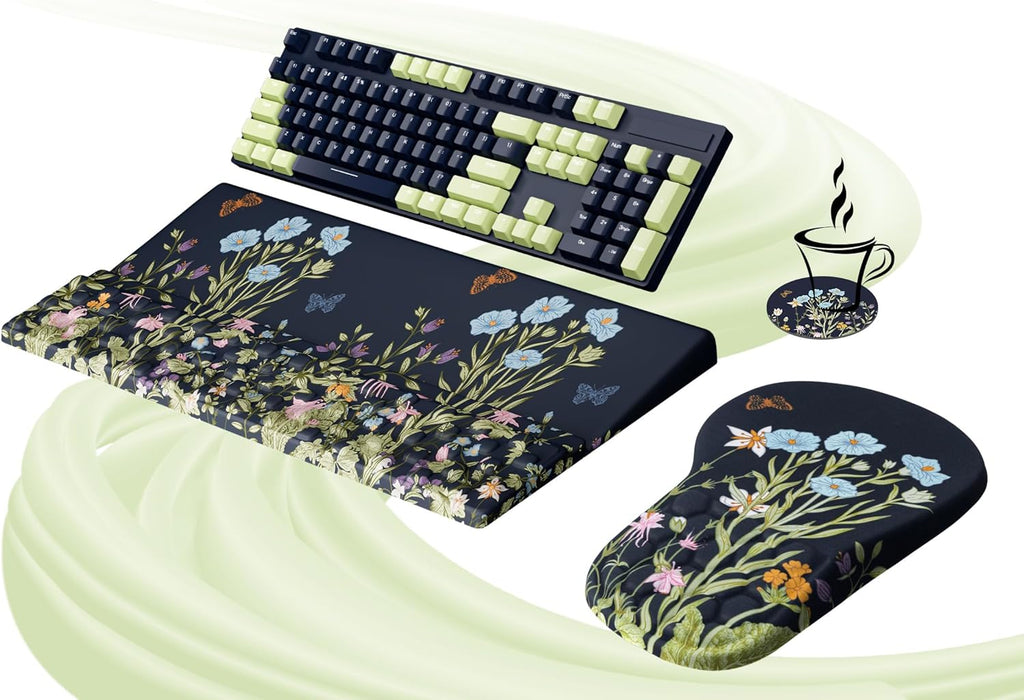 Ospelelf Ergonomic Mouse Pad and Keyboard Stand Wrist Rest Set, Memory Foam