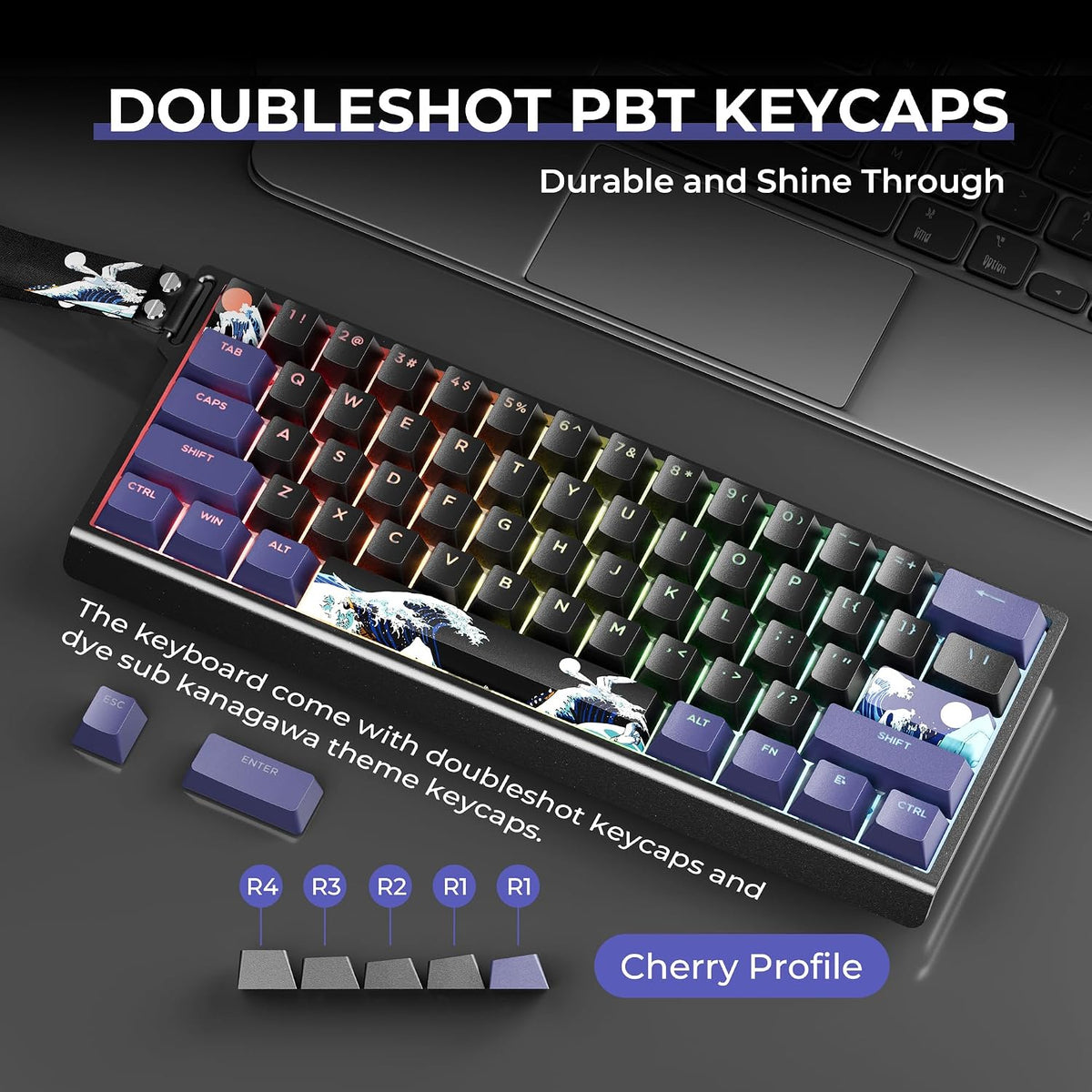 HITIME x XVX 60% Percent Keyboard with Strap, H61 Wired Aluminum Gaming Keybo...