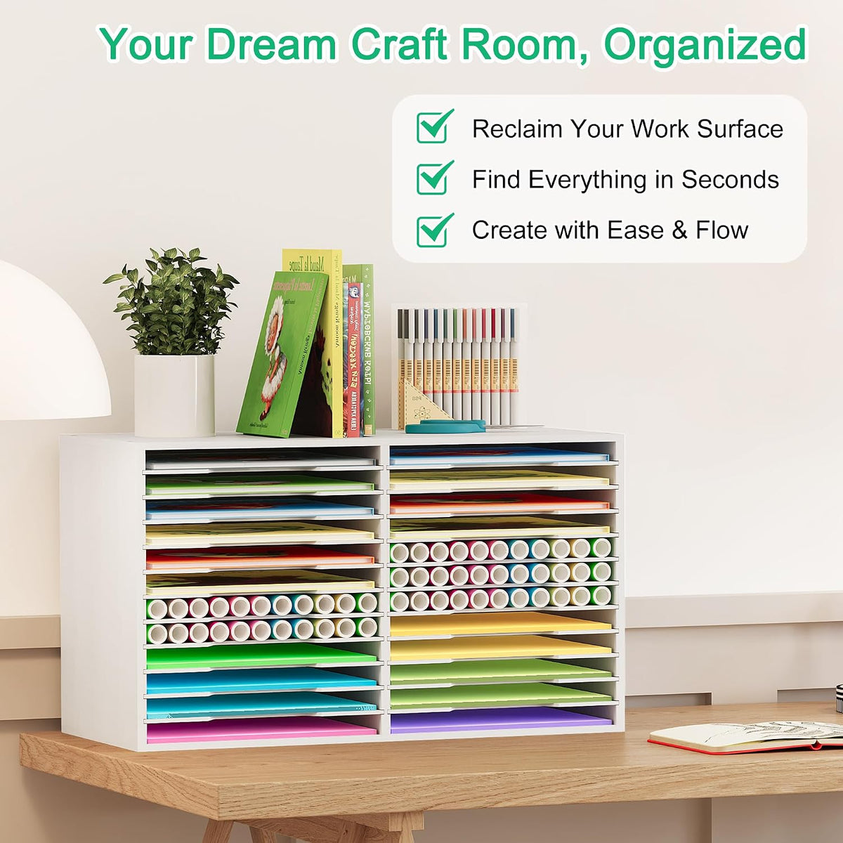 EasyPAG Scrapbook Paper Storage Organizer for Craft Room, 12x12 Paper Storage...