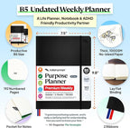 Roterunner Purpose Planner Notebook B5 7.5”x9.8” Undated 2026 Daily Weekly and - Image 2