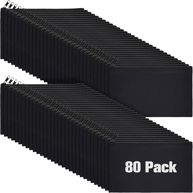 Reginary 80 Pack Canvas Zipper Makeup Bags Bulk Pencil Pouches Blank DIY Craft by Reginary