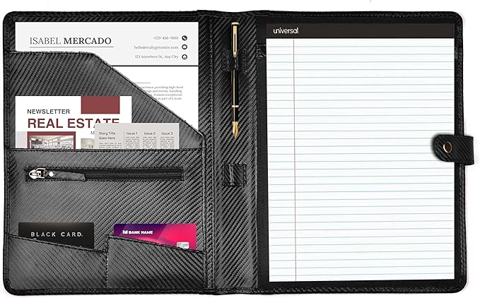 LEATHER VILLAGE Portfolio Professional Organizer – Carbon Fiber Genuine Leather - Image 4