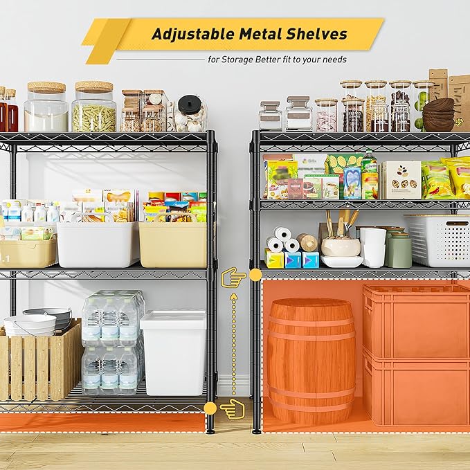 3 Tier Storage Shelves Metal Shelving Unit, Adjustable Wire Rack Pantry Kitchen - Image 5