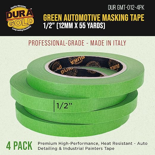 Dura-Gold Green Automotive Masking Tape 1/2 Inch, 4 Rolls - Image 2