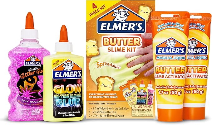 Elmer’s Butter Slime Kit, Includes Glow in the Dark Glue, Glitter Glue by Elmers