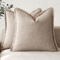 Foindtower Set of 2 Decorative Linen Fringe Throw Pillow Covers Farmhouse by Foindtower