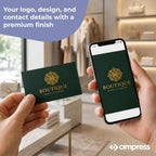 custom business cards, packs of 50 to 1000 shown in use