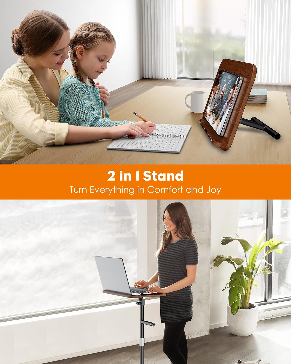 aboutool 2 in 1 Dual-use Floor Book Stand & Desktop Book Stand,Height Adj...