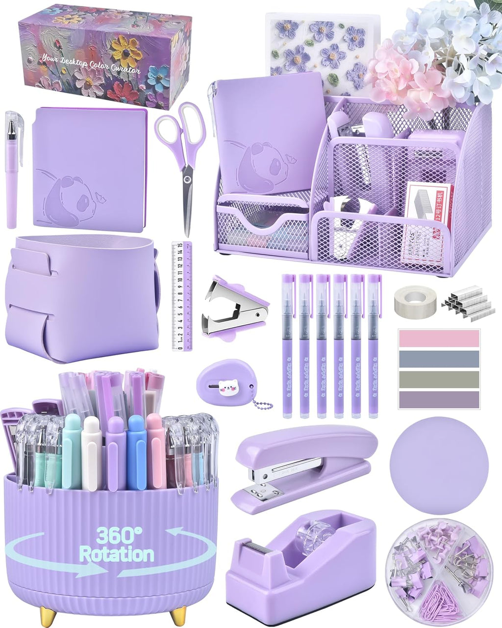 purple desk accessories and organizers with desk organizer, main product view