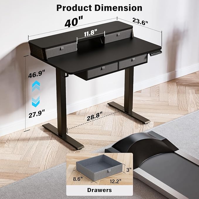 Kingant 40 x 24 Inch Electric Standing Desk - Image 2