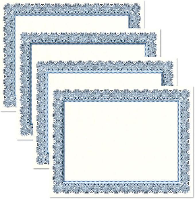 Elite Blue & White Parchment Certificate Papers by Fine+Stationery