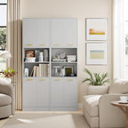 Cozy Castle Kitchen Pantry Cabinet, 4 Doors Open Countertop Utility Hutch - Image 4
