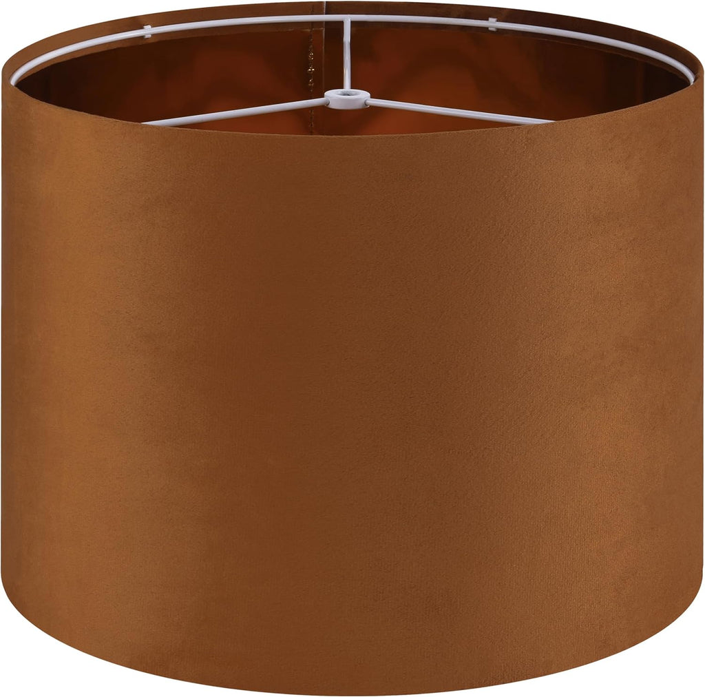 GO&SO 1 PCS Burnt Orange Velvet Drum Lamp Shade, Modern Replacement Lamp Shades