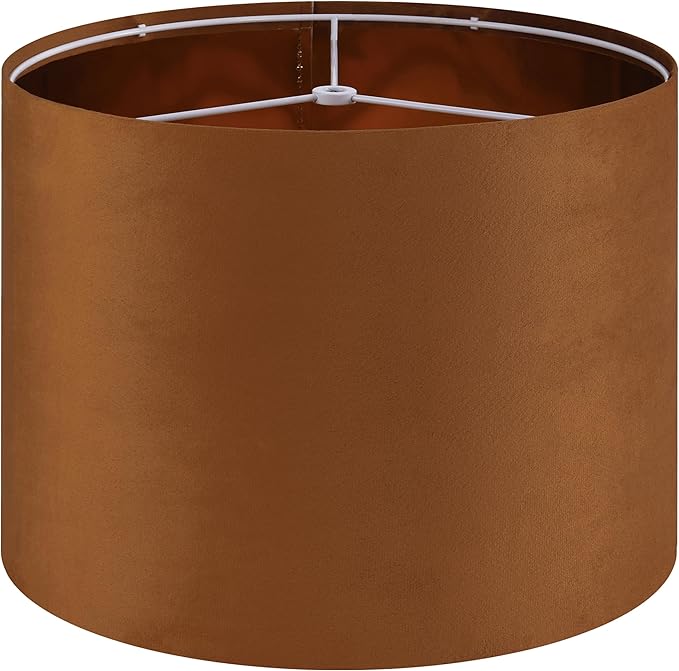 GO&SO 1 PCS Burnt Orange Velvet Drum Lamp Shade, Modern Replacement Lamp Shades by GOSO