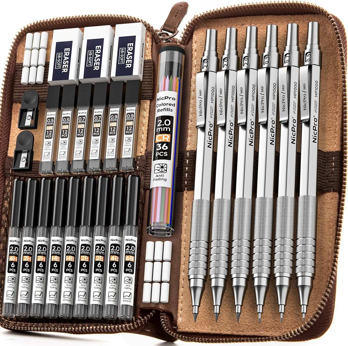 nicpro 30pcs silver metal mechanical pencils set in, main product view