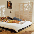 Room Divider Wood Carved Wall Divider Indoor Folding Portable Partition Screen - Image 3