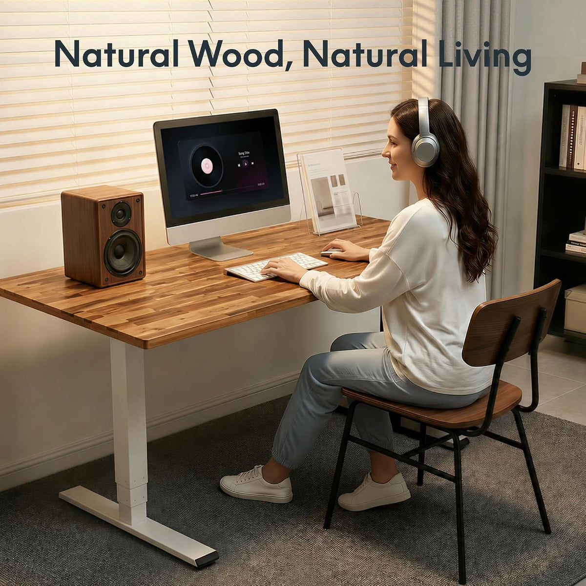 FLEXISPOT Acacia Solid Wood 55"x28" Butcher Block Desktop, Natural