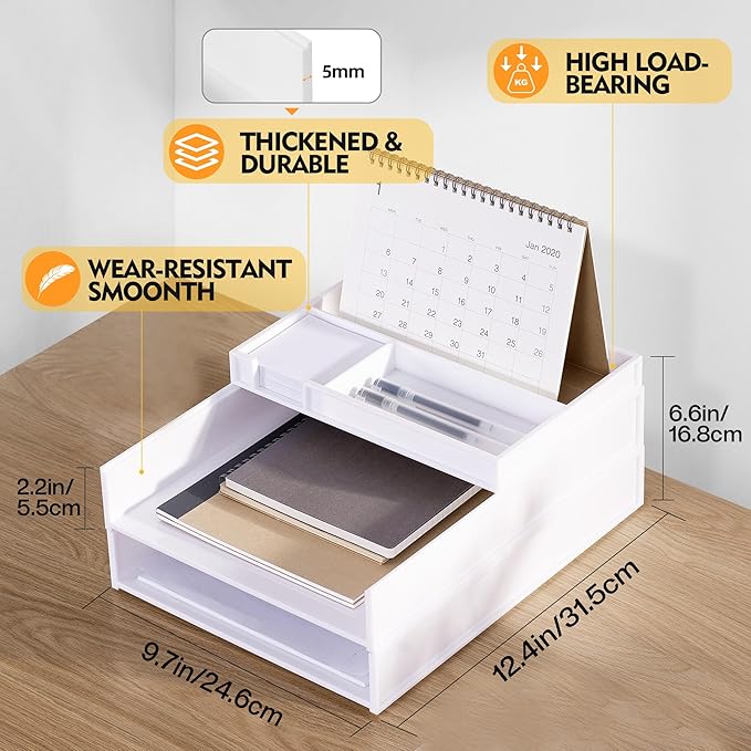 Eufrozy 3 Tier Stackable Letter Tray Paper Organizer, Cardboard Inbox, File - Image 7