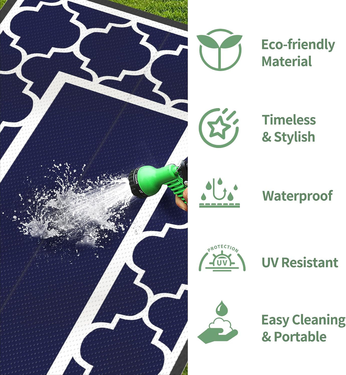 genimo outdoor rug, waterproof plastic runner rugs, 2.5'x8' on a desk or shelf