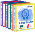 3 Ring Binder 0.5 Inch, PANDRI 6 Pack 1/2-Inch Binder Fits Letter Size 8.5'' x by PANDRI