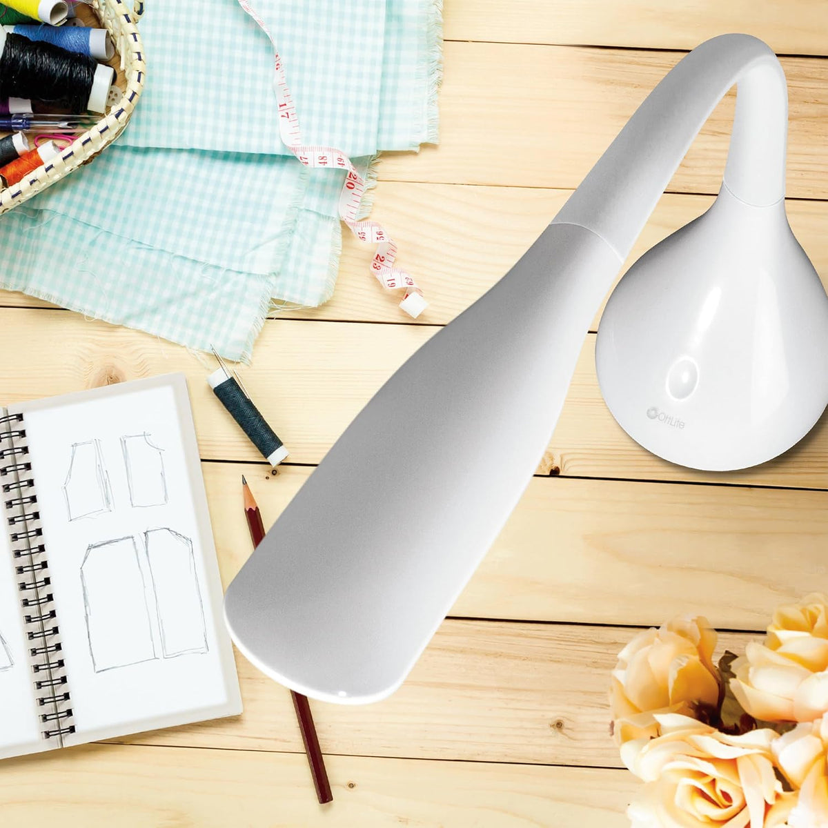 ottlite creative curves led desk lamp, white, view 9