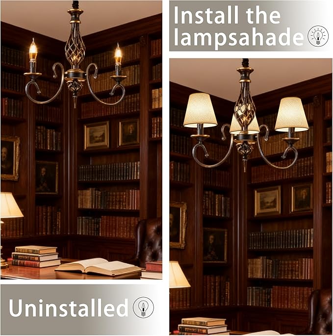 TAaMTYH small lamp shade chandelier shades set of 3，Fabric Lampshade - Image 8