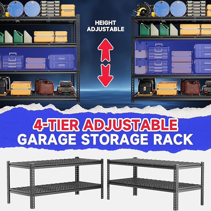 cynnda 4-Tier 60" W X 24" D X 60" H Garage Shelves 2500LBS Heavy Duty Shelving - Image 5