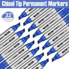Fuutreo 32 Pcs Jumbo Permanent Markers Bulk Large Chisel Tip Permanent Markers - Image 4