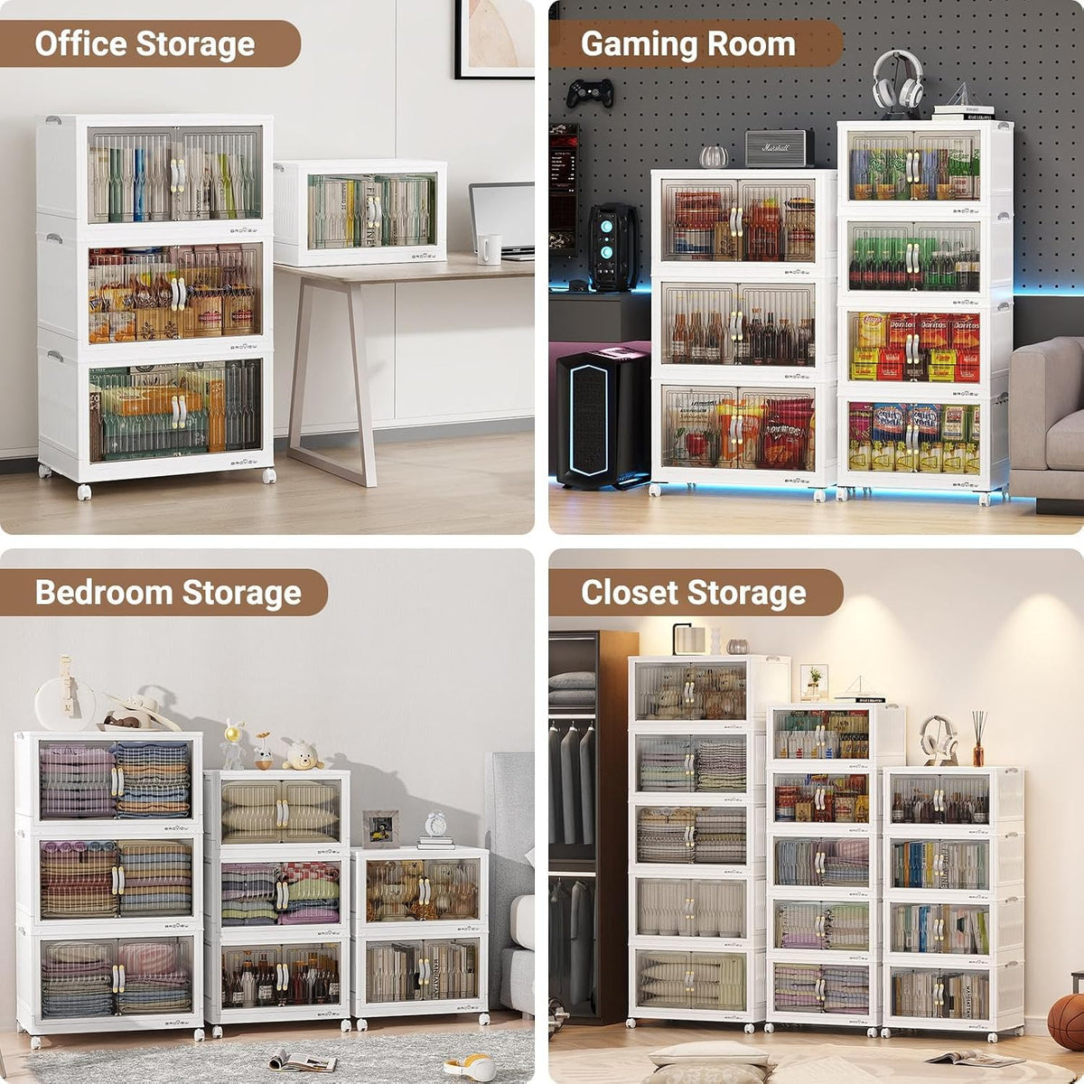 BROVIEW 400Qt Stackable Storage Bins with Lid, Extra Large Closet Organizer C...