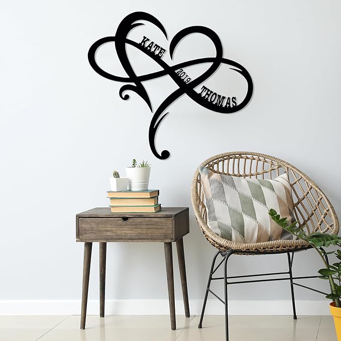 Personalized Valentines Metal Wall Sign, Custom Infinity Heart Love Couple Name - Image 9
