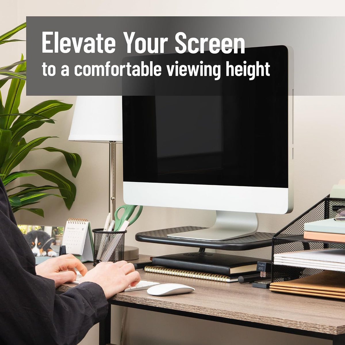 Mind Reader Monitor Stand, Ventilated Laptop Riser, Desktop Organizer, Metal,...