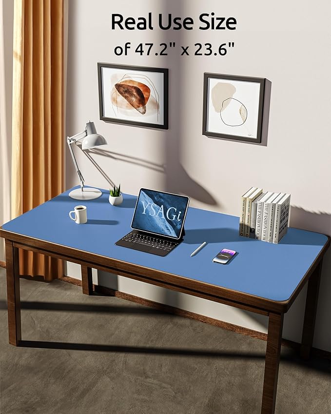 YSAGi Leather Desk Protector, Office Mat, Large Mouse Mat, Non-Slip PU Leather - Image 3