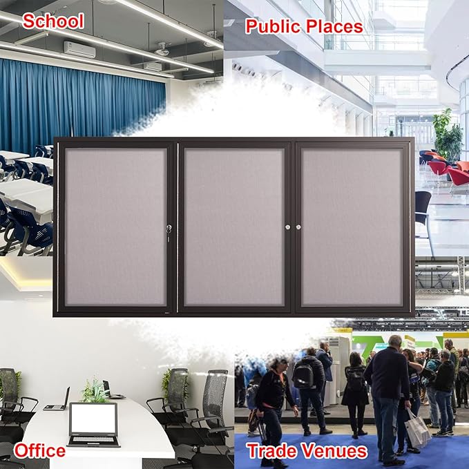71×36 Inch Lockable Enclosed Bulletin Board, Weather-Resistant Outdoor - Image 6