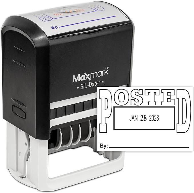 MaxMark Large Self-Inking Rubber Date Office Stamp by Maxmark