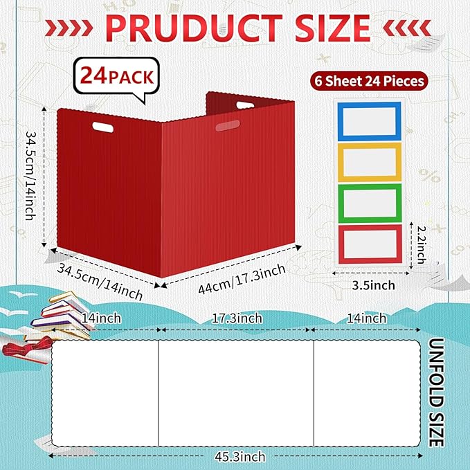 24Pack Desk Dividers for Students 14 × 17.5 × 14 Inch Plastic Durable and - Image 3